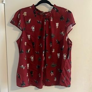 Fancled Flair Cap Sleeve Blouse - holiday animals
